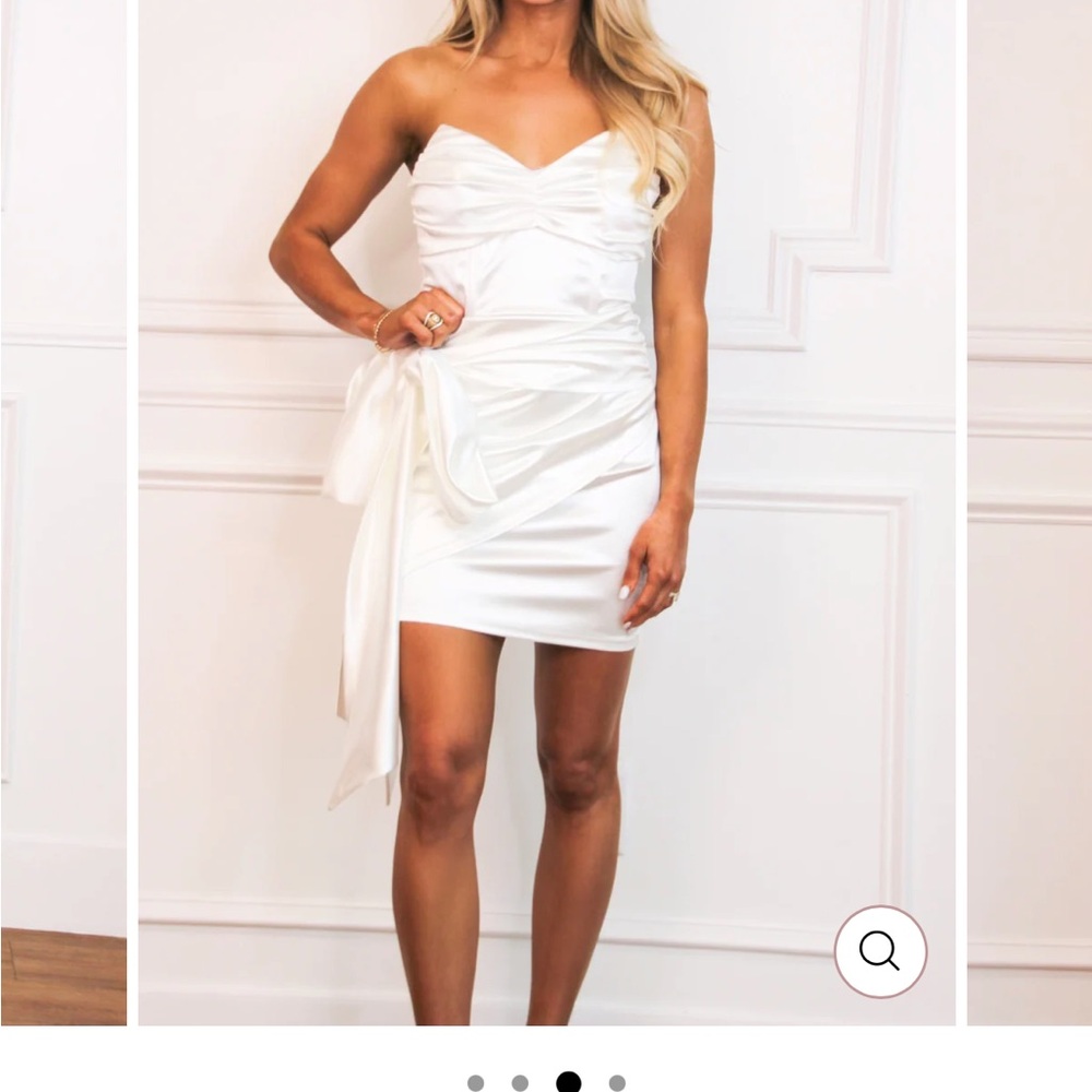 Bella and bloom PLAN TO DANCE SATIN SASH DRESS: WHITE